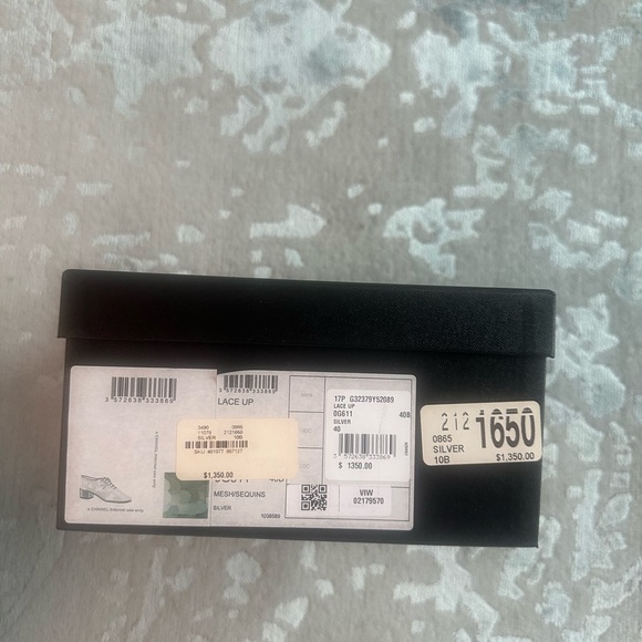 CHANEL MESH/SEQUINS SILVER LACE UP SHOES - Picture 3 of 8